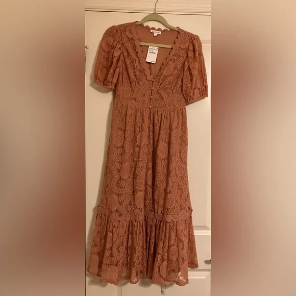 Nordstrom | Dresses | Nwt Blu Pepper Dusty Pink Lace Buttondown Dress Size  Small | Poshmark